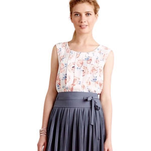MEADOW RUE x Anthro Pleated Petals Floral Blouse Tank Top